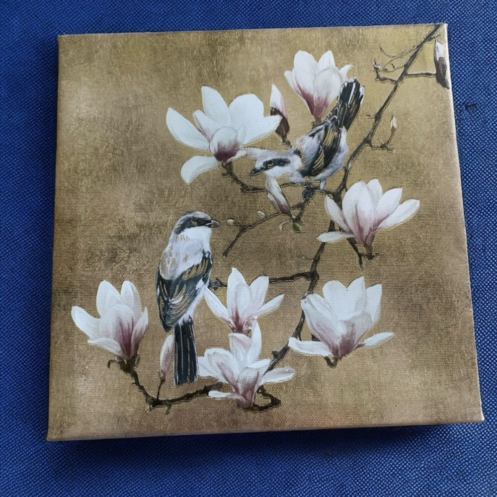 Framed Wall Art Home Decor Two Birds in a Cherry Blossom Tree on Canvas